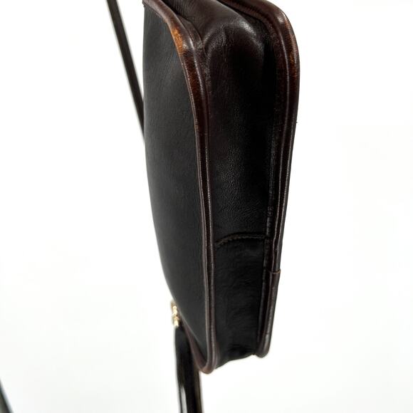 Vintage 80s Crawford’s Dark Brown Genuine Leather Baguette Shoulder Bag - Picture 7 of 9